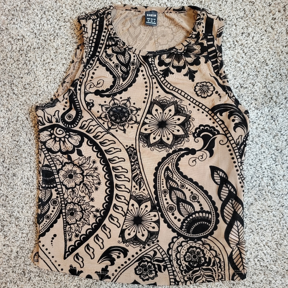 Tan Sheer Crop Top sz Medium